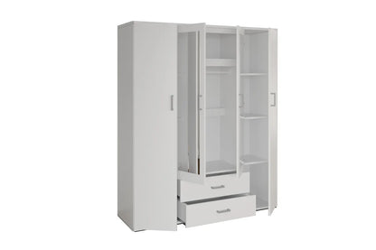 Armoire 4 portes avec 2 miroirs MARCO blanc - 160 cm TIKOYA