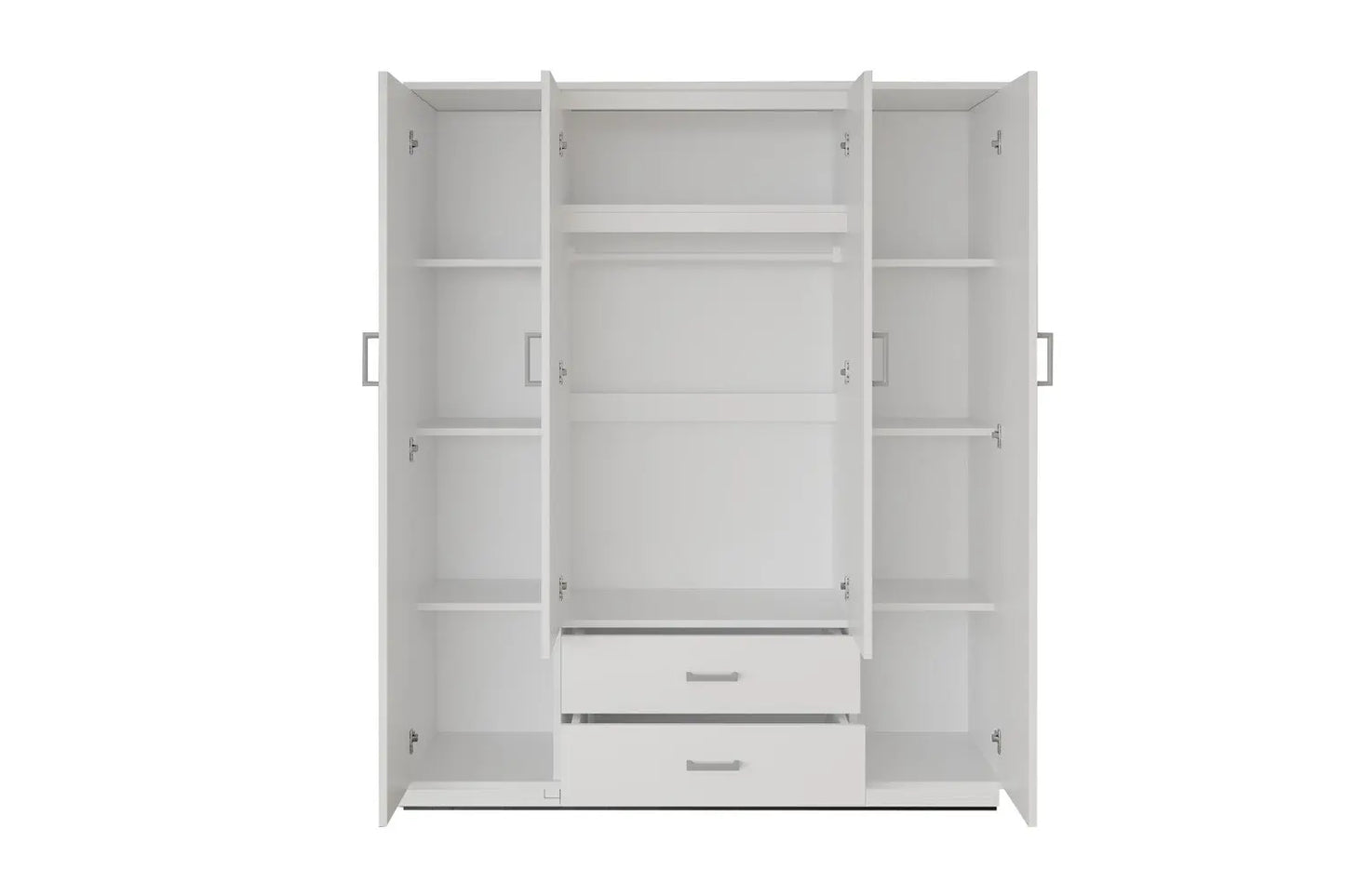 Armoire 4 portes avec 2 miroirs MARCO blanc - 160 cm TIKOYA