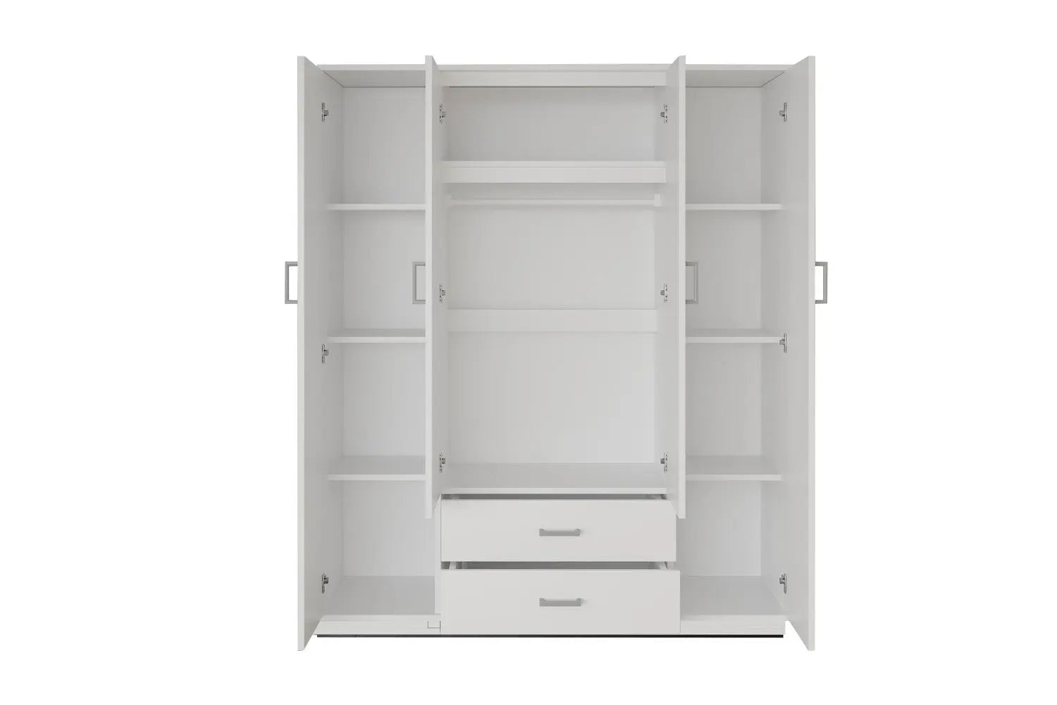 Armoire 4 portes avec 2 miroirs MARCO blanc - 160 cm TIKOYA