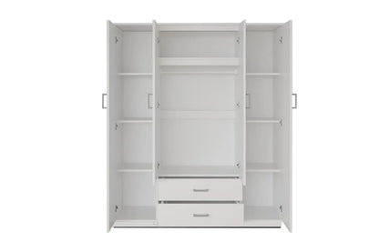 Armoire 4 portes avec 2 miroirs MARCO blanc - 160 cm TIKOYA