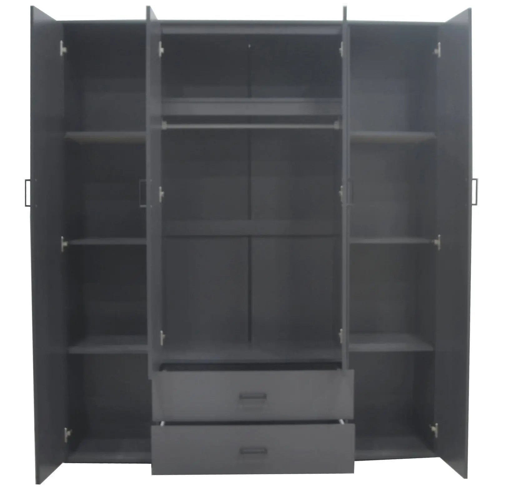 Armoire 4 portes avec 2 miroirs MARCO gris foncé - 160 cm TIKOYA