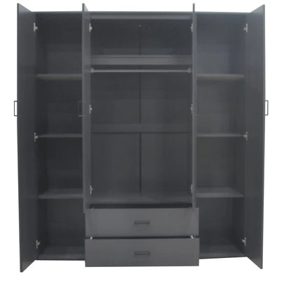 Armoire 4 portes avec 2 miroirs MARCO gris foncé - 160 cm TIKOYA