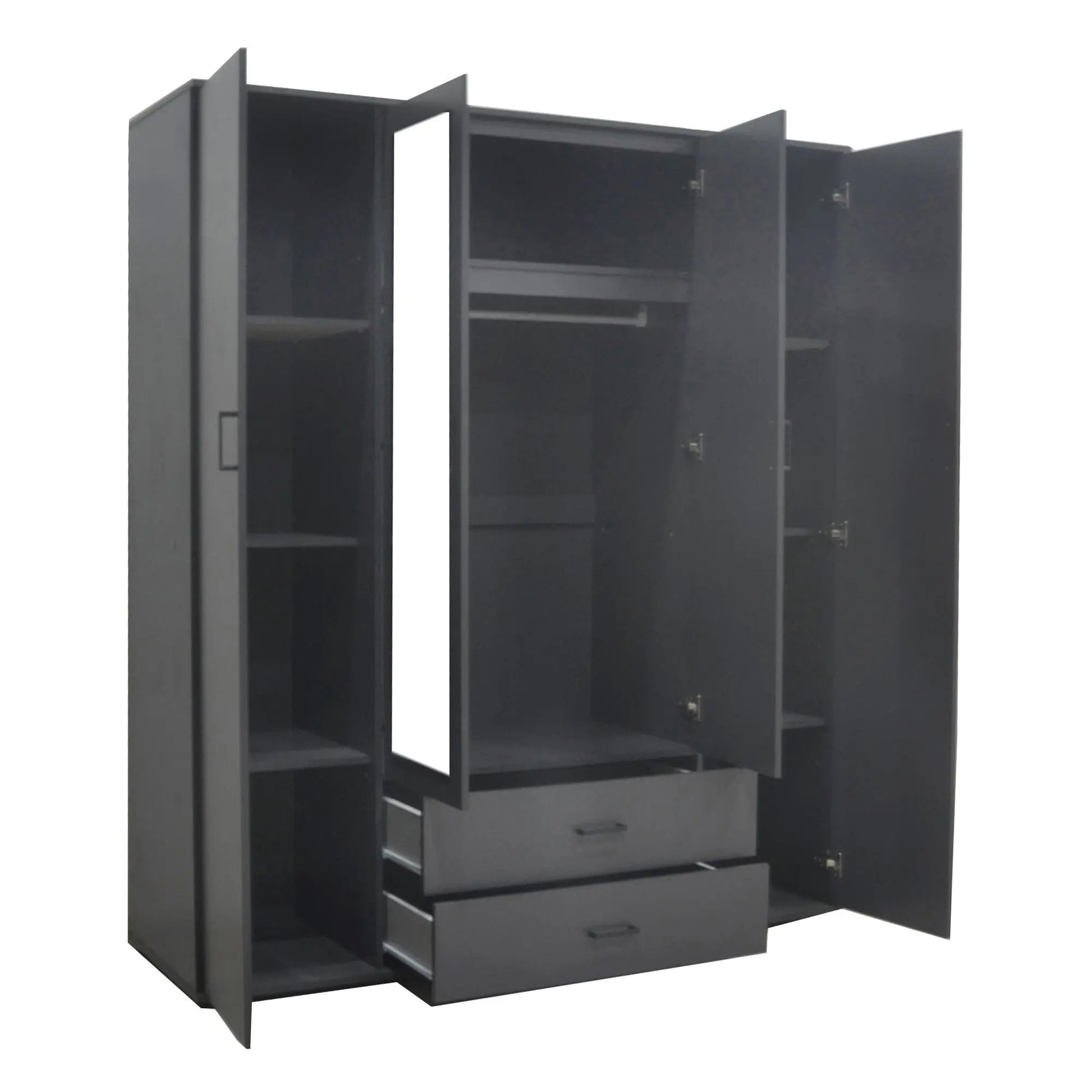 Armoire 4 portes avec 2 miroirs MARCO gris foncé - 160 cm TIKOYA