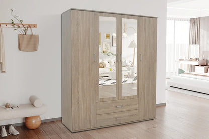 Armoire 4 portes avec 2 miroirs MARCO sonoma - 160 cm TIKOYA