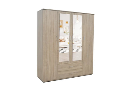Armoire 4 portes avec 2 miroirs MARCO sonoma - 160 cm TIKOYA