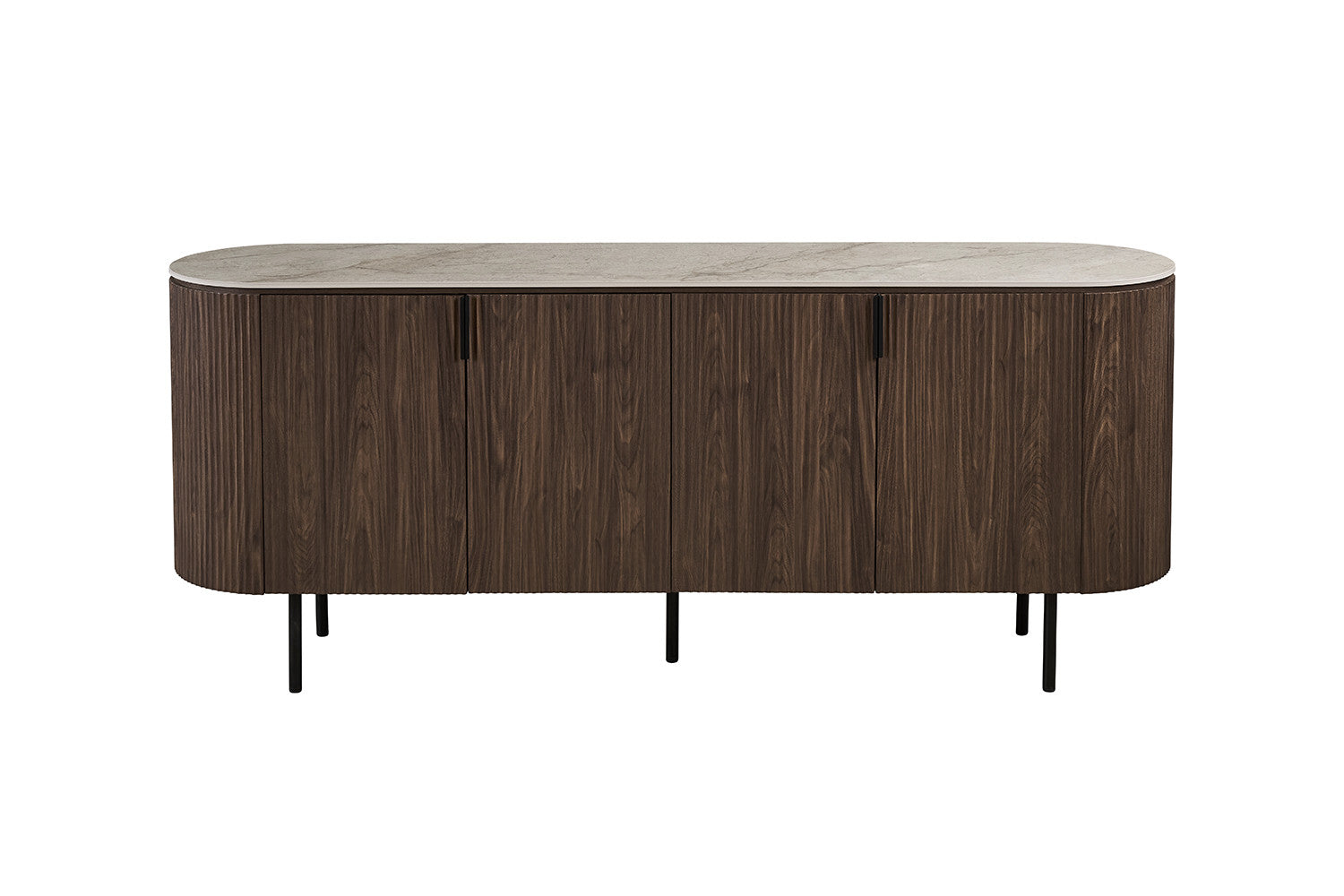 Buffet VEKO 200 cm - vue côté avec détail bords arrondis