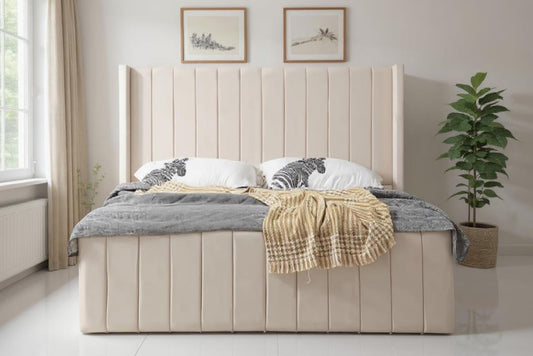 Cadre De Lit TOKYO en Tissu Velours Beige 160x200 cm SAN MARTINO