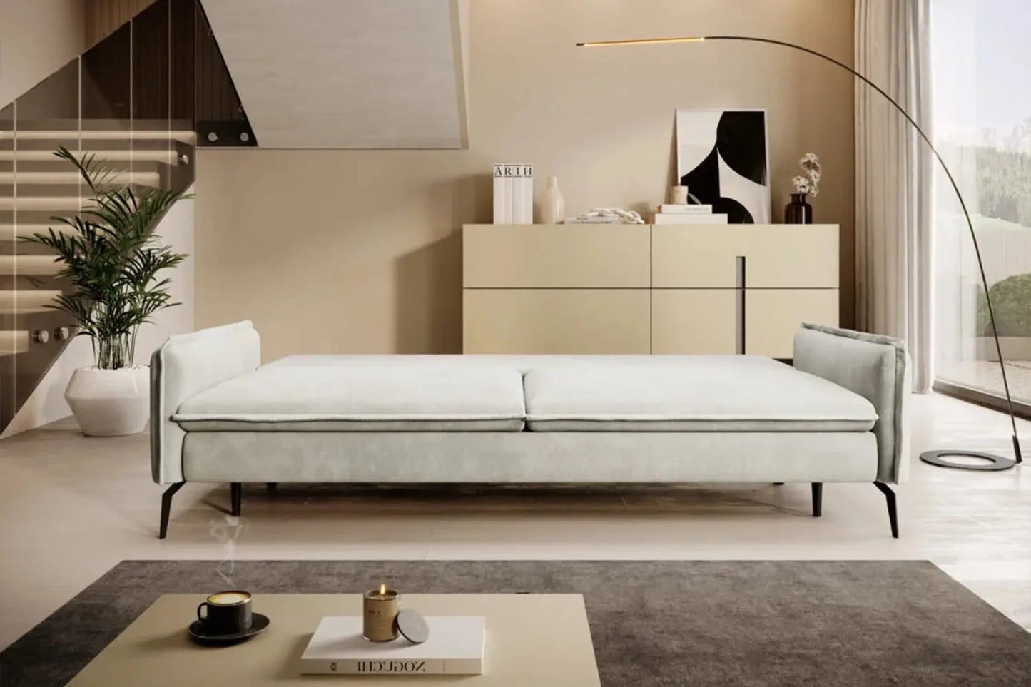 Canapé Droit Convertible avec Rangement GLOSSY SOFA - 223 x 107 cm WERSAL