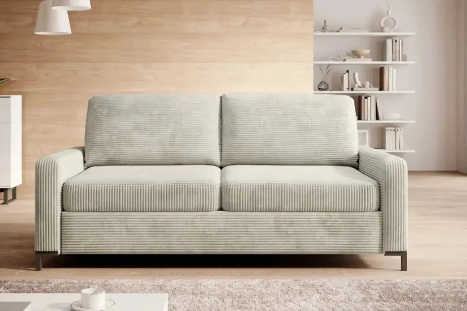Canapé-Lit en Tissu Côtelé Beige TINO SOFA - 167 x 97 cm WERSAL
