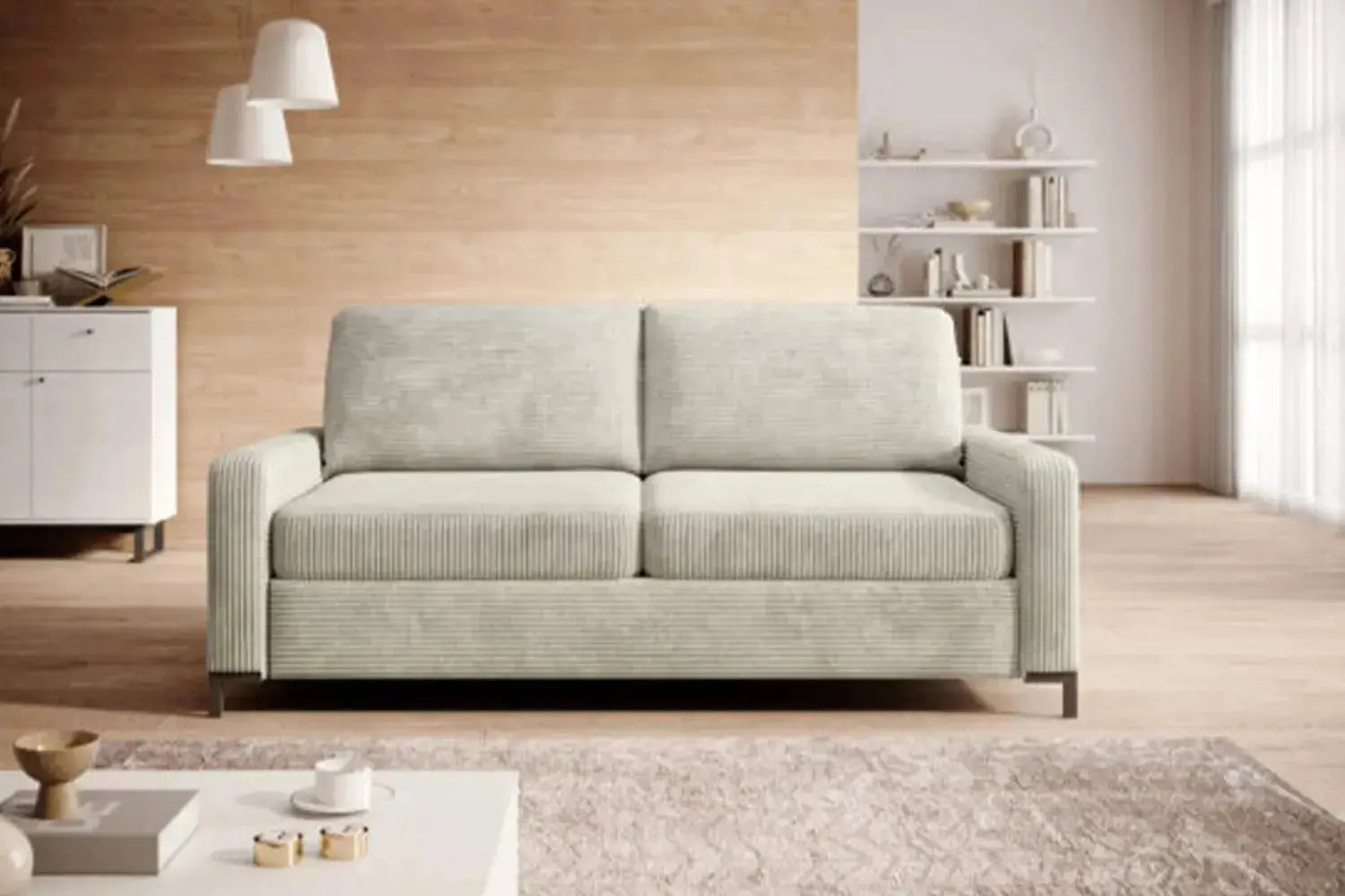 Canapé-Lit en Tissu Côtelé Beige TINO SOFA - 167 x 97 cm WERSAL