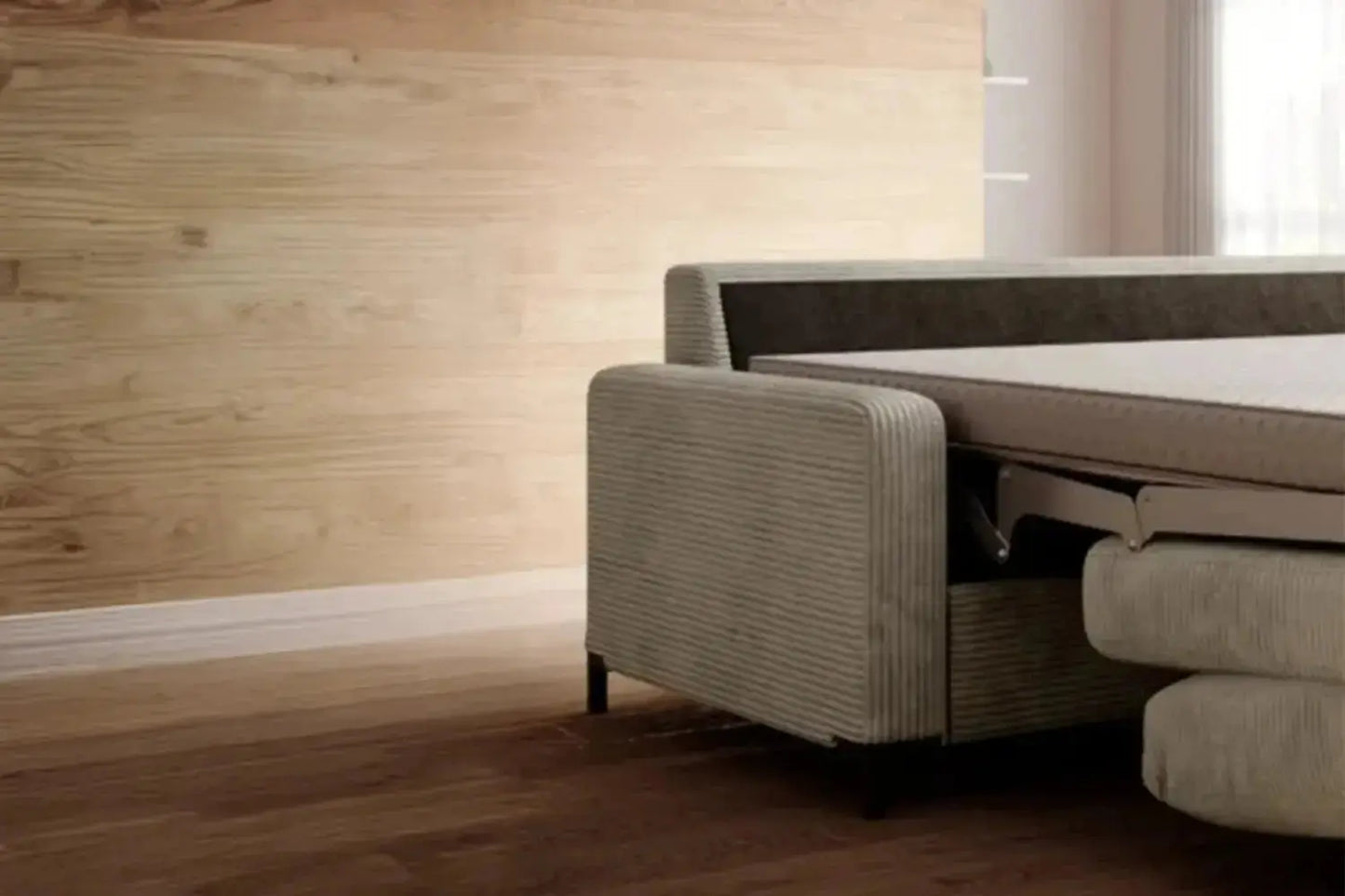 Canapé-Lit en Tissu Côtelé Beige TINO SOFA - 167 x 97 cm WERSAL