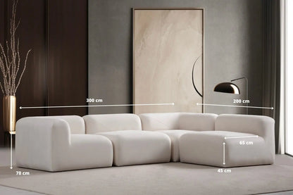 Canapé Modulable NAYA en Tissu Velours Blanc Cassé - 4 Modules SAN MARTINO