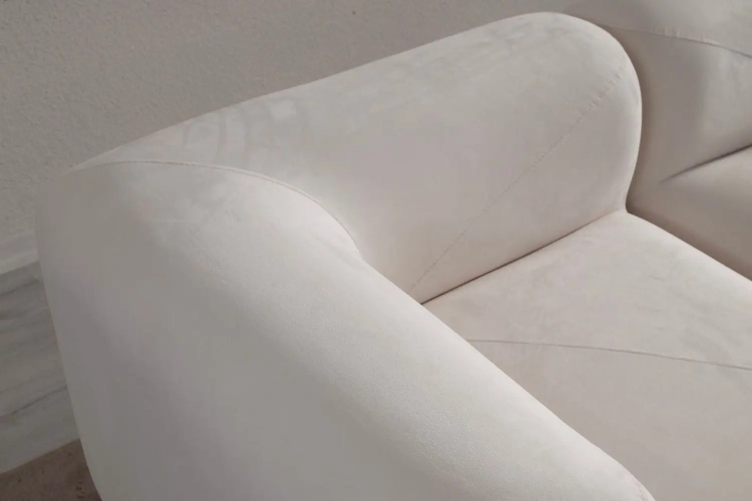 Canapé Modulable NAYA en Tissu Velours Blanc Cassé - 4 Modules SAN MARTINO