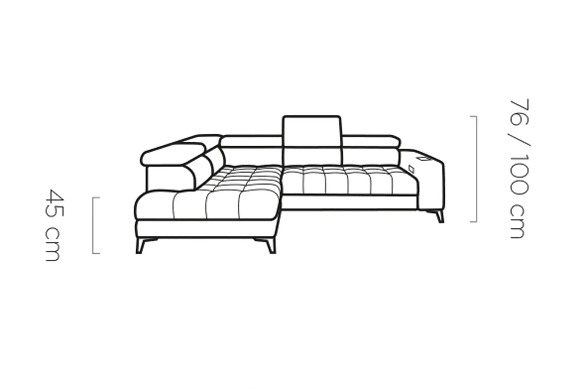 Canapé d'angle Convertible Électrique avec Coffre de Rangement BAGGIO - 280 x 196 cm WERSAL