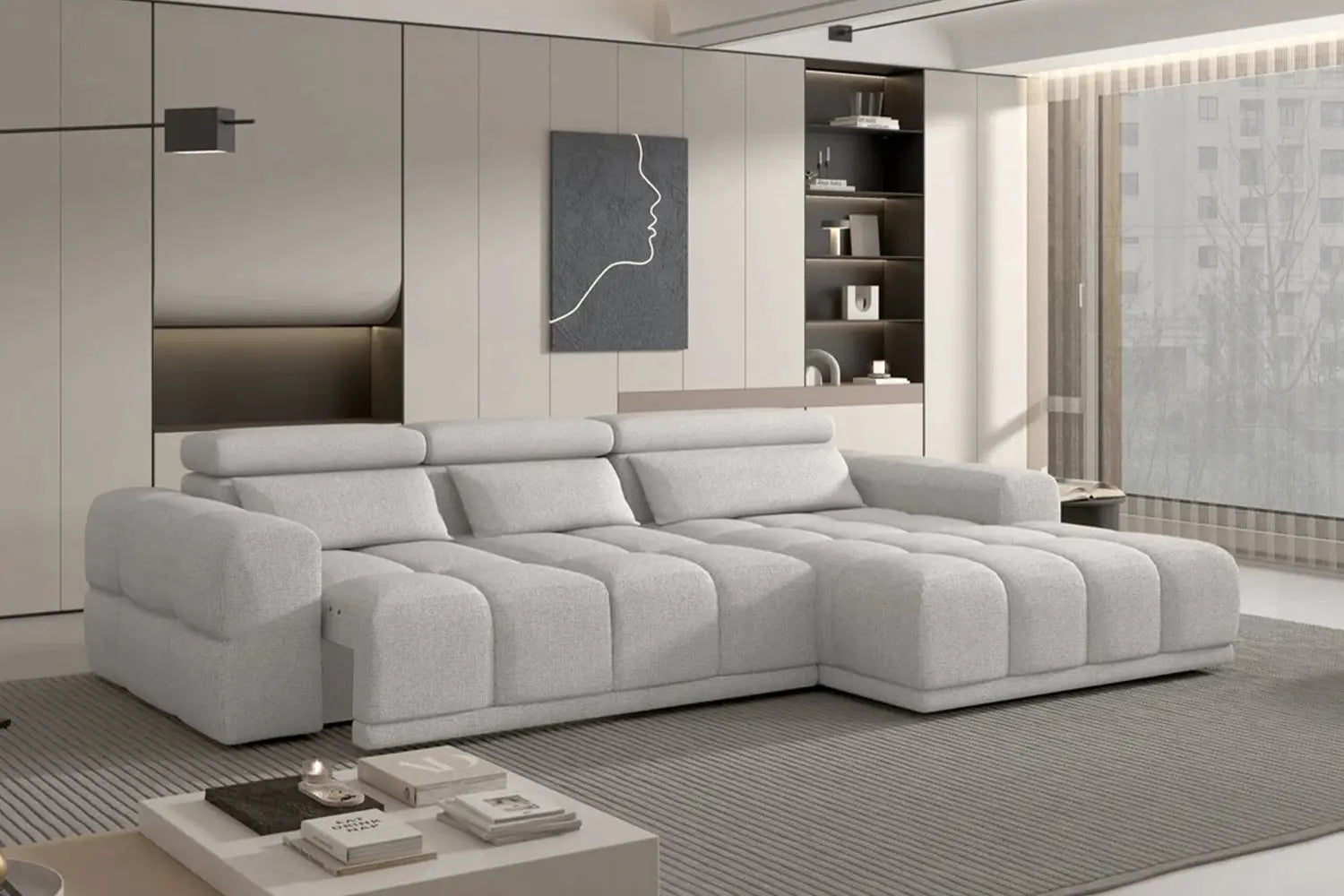 Canapé d'angle Convertible Électrique avec Coffre de Rangement PANAMA S - 290 x 188 cm WERSAL