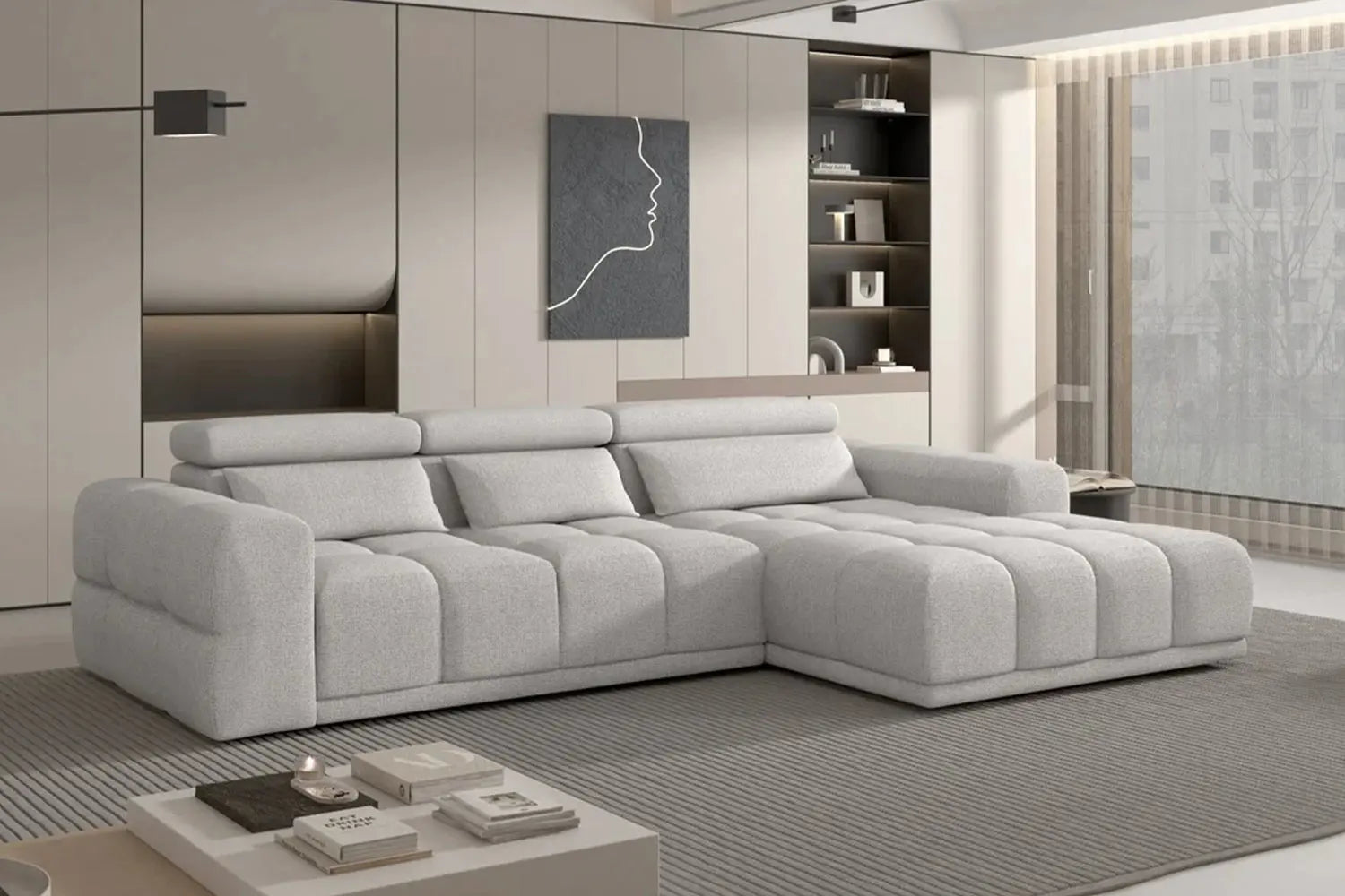 Canapé d'angle Convertible Électrique avec Coffre de Rangement PANAMA S - 290 x 188 cm WERSAL