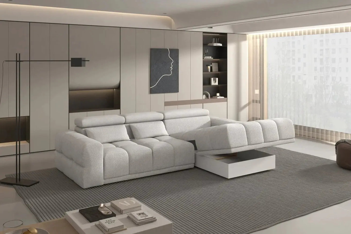 Canapé d'angle Convertible Électrique avec Coffre de Rangement PANAMA S - 290 x 188 cm WERSAL