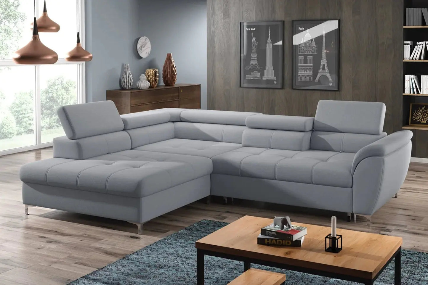 Canapé d'angle Convertible avec Coffre de Rangement TEMPO L - 289 x 218 cm WERSAL