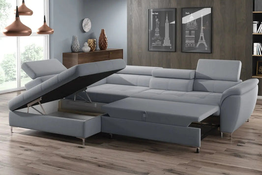 Canapé d'angle Convertible avec Coffre de Rangement TEMPO L - 289 x 218 cm WERSAL