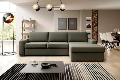 Canapé d'angle Convertible avec Matelas Intégré et Coffre de Rangement VANILLA - 263 x 173 cm WERSAL