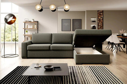 Canapé d'angle Convertible avec Matelas Intégré et Coffre de Rangement VANILLA - 263 x 173 cm WERSAL