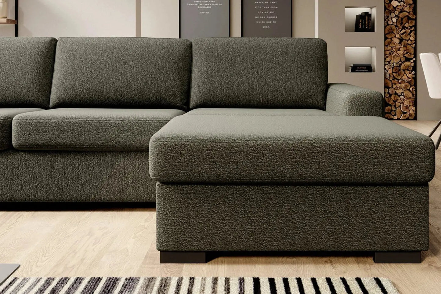 Canapé d'angle Convertible avec Matelas Intégré et Coffre de Rangement VANILLA - 263 x 173 cm WERSAL