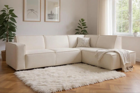 Canapé d'angle MAGNUM REC en Tissu Ecru - 250x185 cm SAN MARTINO