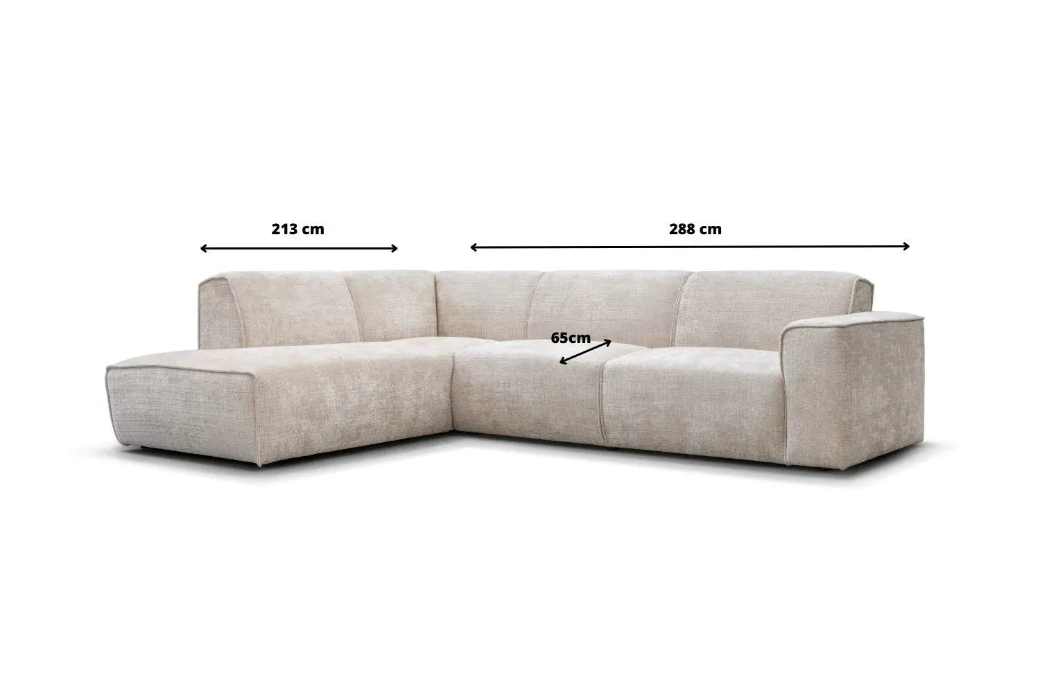 Canapé d'angle MAYRA en tissu Marbella Beige - 288 x 213 cm TIKOYA