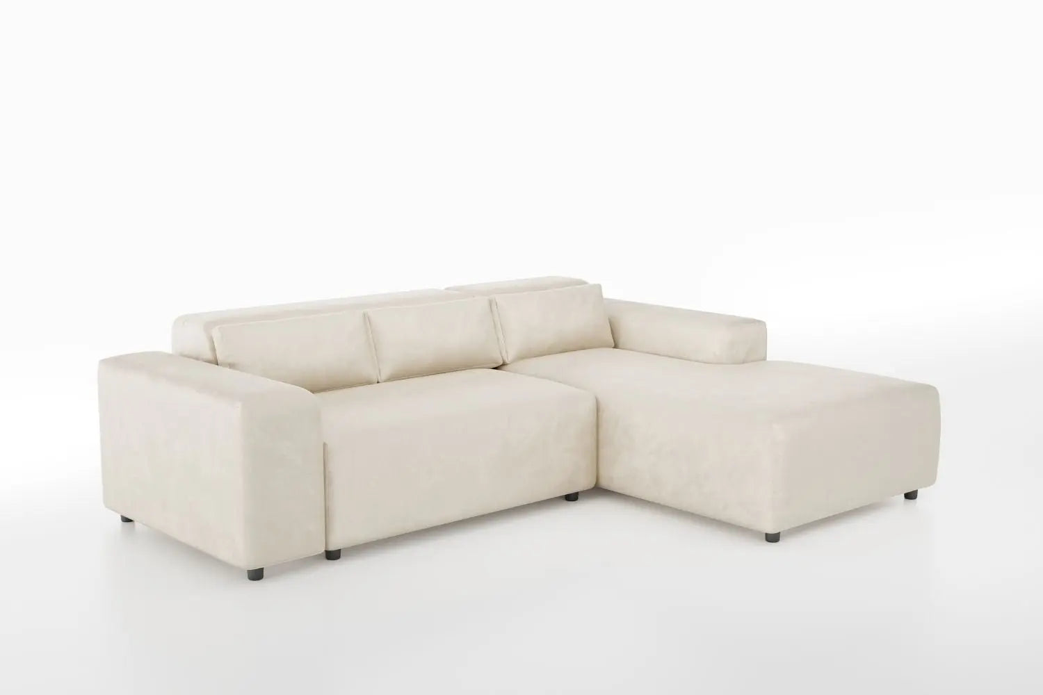 Canapé d'angle NAYA en Tissu Velours Beige - 250x185 cm SAN MARTINO