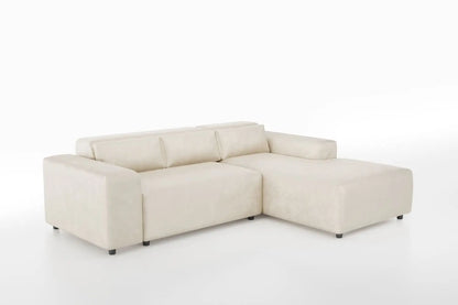 Canapé d'angle NAYA en Tissu Velours Beige - 250x185 cm SAN MARTINO