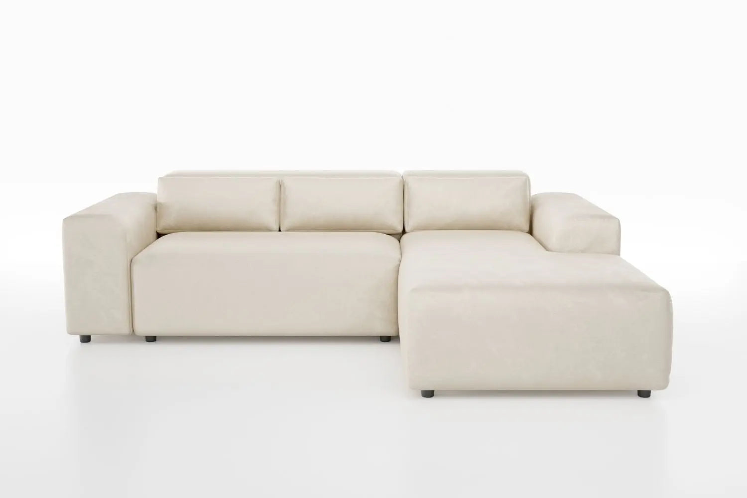 Canapé d'angle NAYA en Tissu Velours Beige - 250x185 cm SAN MARTINO