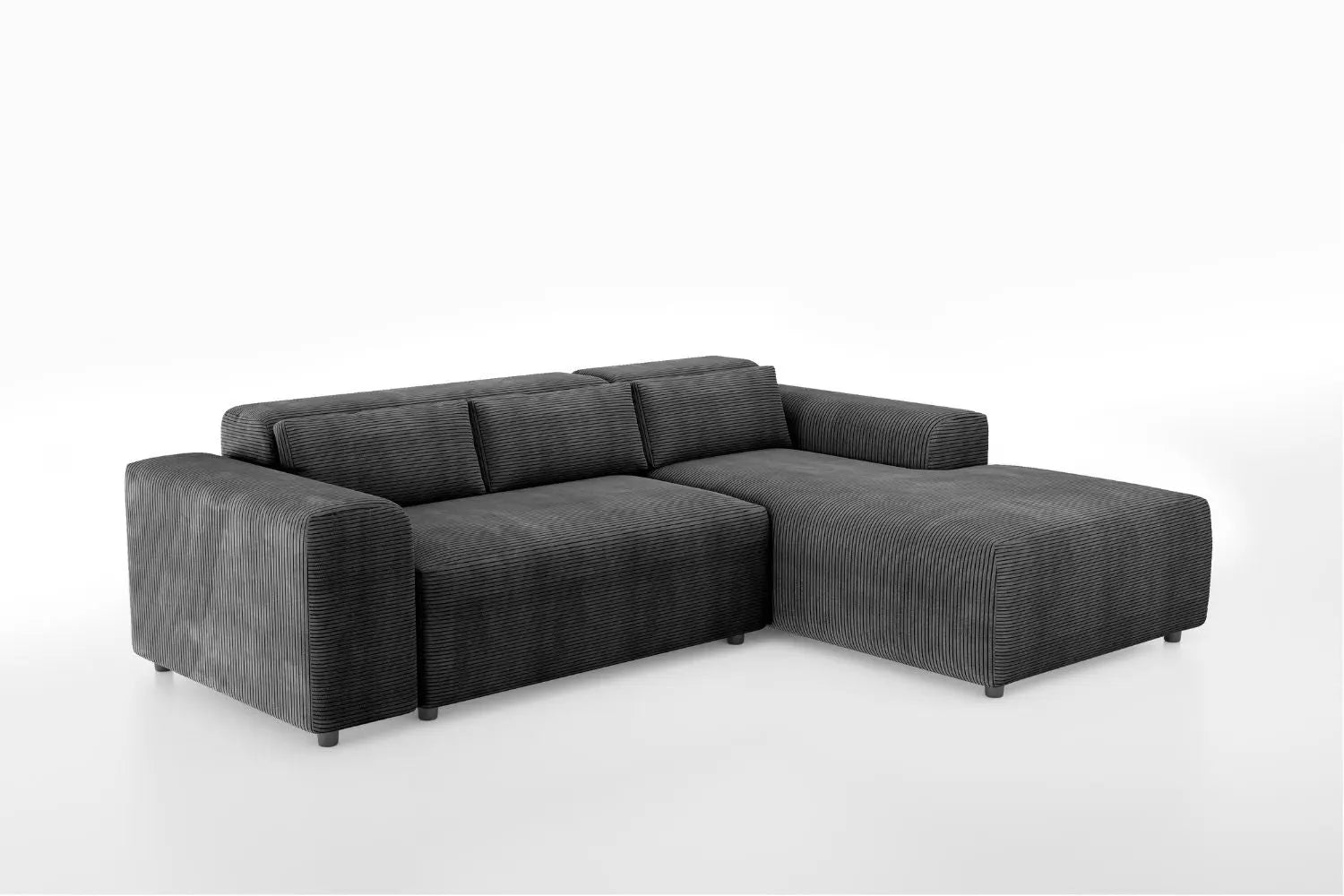 Canapé d'angle NAYLA en Tissu Côtelé Gris Anthracite - 250x185 cm SAN MARTINO