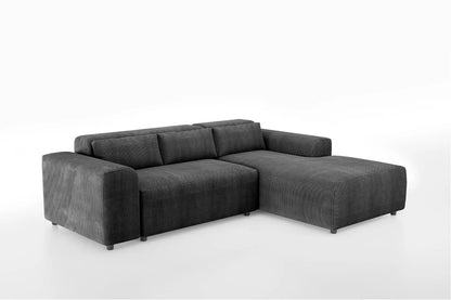 Canapé d'angle NAYLA en Tissu Côtelé Gris Anthracite - 250x185 cm SAN MARTINO