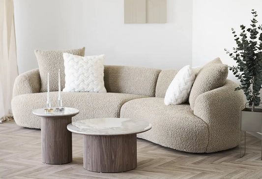 Canapé droit DALY en tissus Maron Clair 302x134 cm HOUSE NORDIC