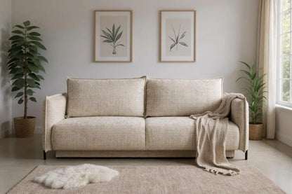 Canapé droit convertible AMALFI en tissus Marbella Beige 226x105 cm SAN MARTINO