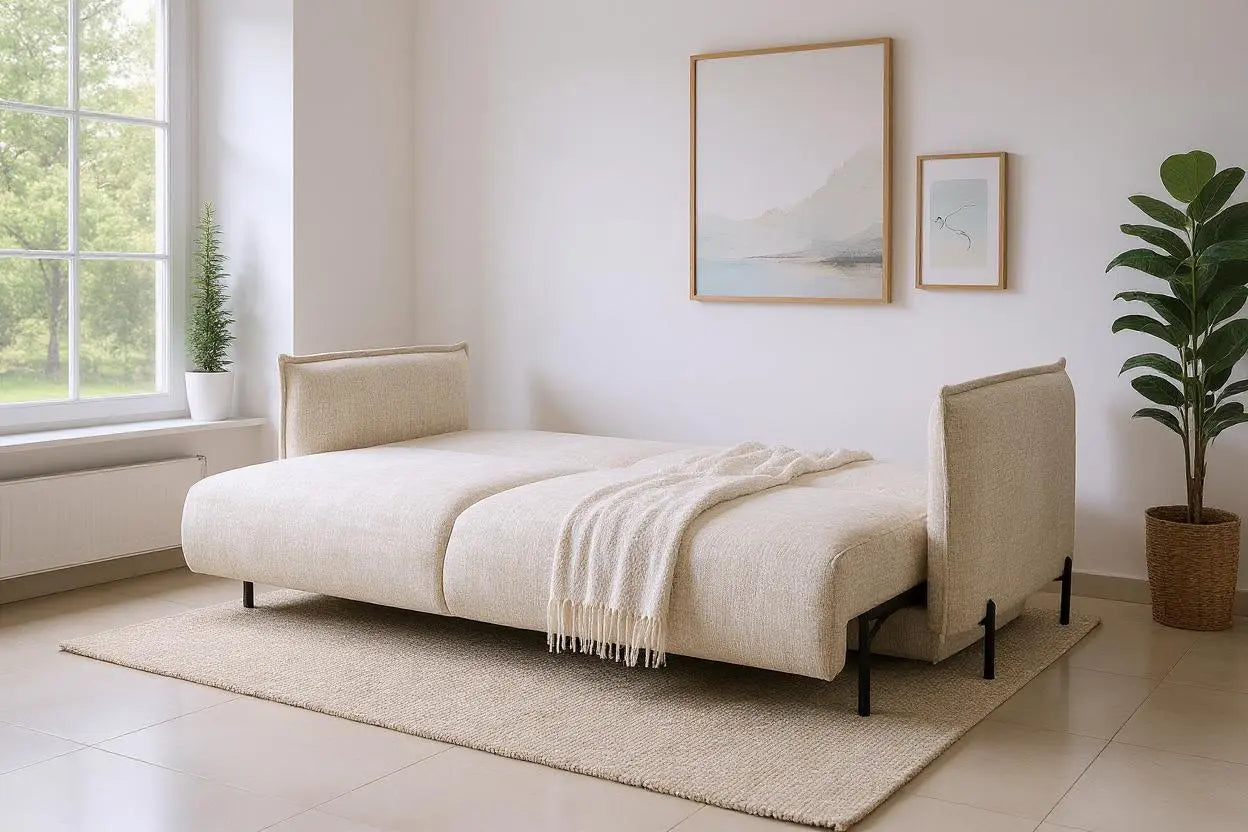 Canapé droit convertible AMALFI en tissus Marbella Beige 226x105 cm SAN MARTINO