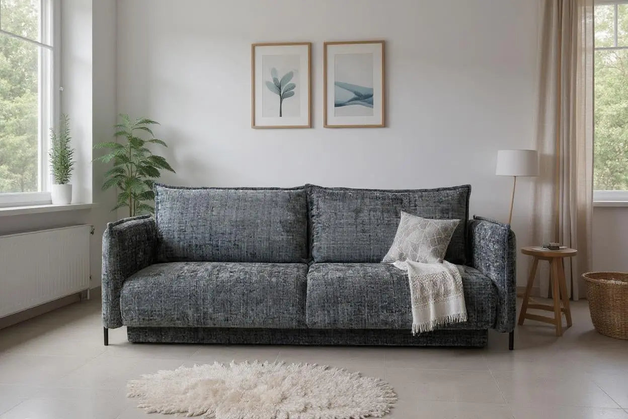 Canapé droit convertible AMALFI en tissus Marbella Gris 226x105 cm SAN MARTINO
