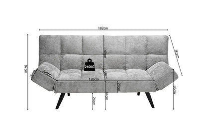 Canapé-lit en Tissu Gris BURSYA - 182 x 82 cm ROUSSEAU
