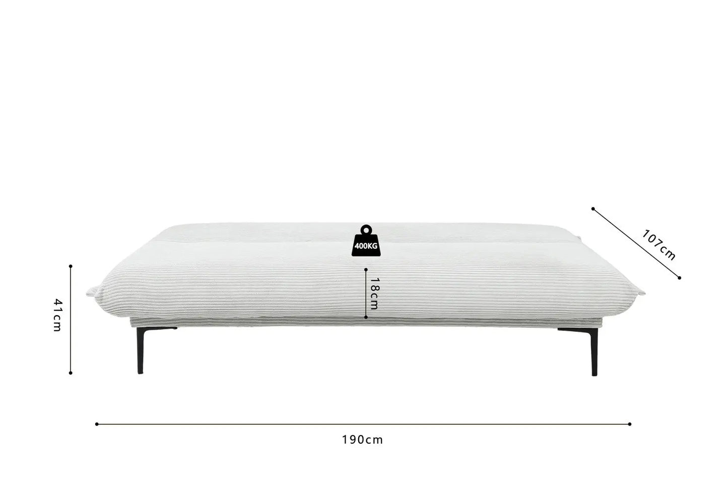 Canapé-lit en velours côtelé Gris clair ALYSA - 190 x 80 cm ROUSSEAU