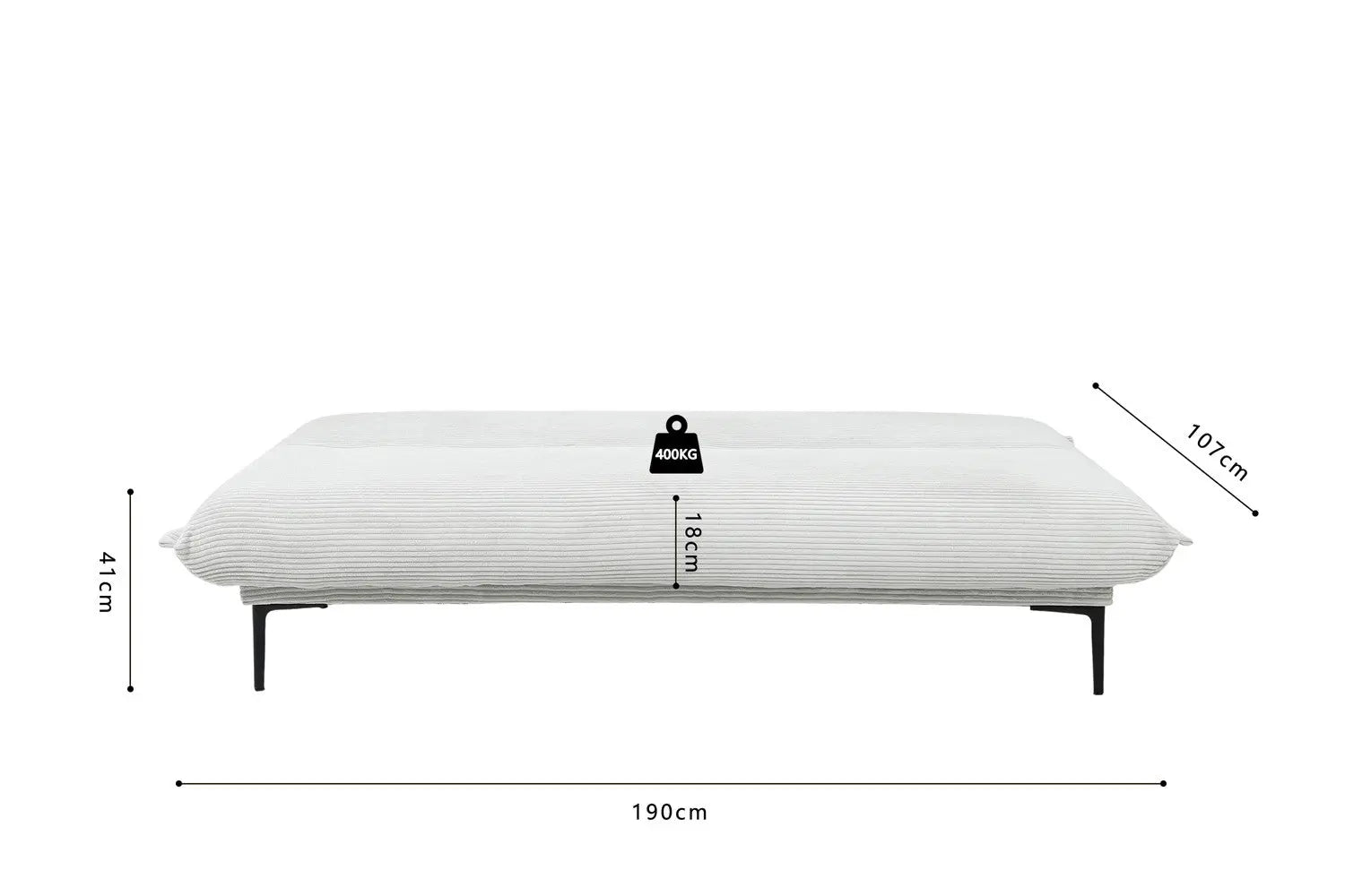 Canapé-lit en velours côtelé Gris clair ALYSA - 190 x 80 cm ROUSSEAU