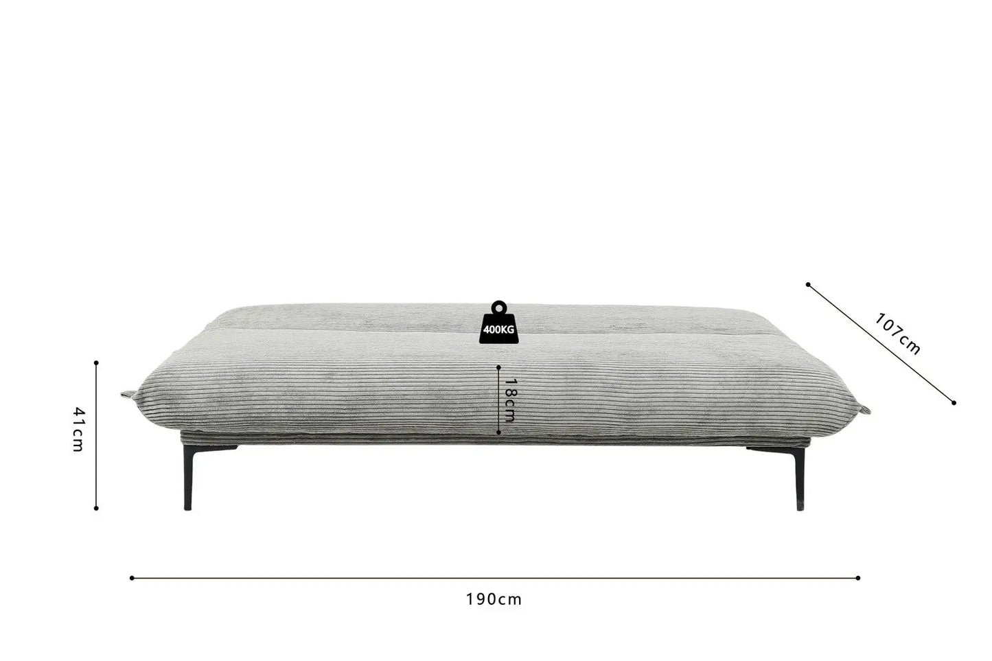 Canapé-lit en velours côtelé Gris foncé ALYSA - 190 x 80 cm ROUSSEAU