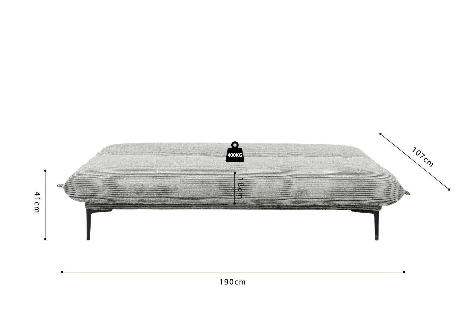 Canapé-lit en velours côtelé Gris foncé ALYSA - 190 x 80 cm ROUSSEAU