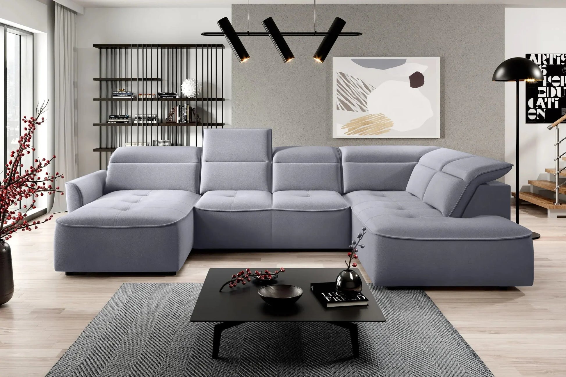 Canapé panoramique Convertible Électrique avec Coffre de Rangement MURILLO XL - 350 x 218 x 175 cm WERSAL