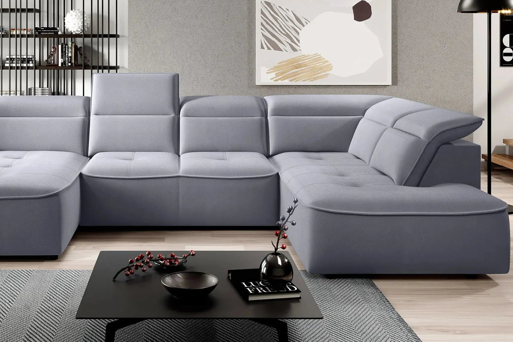 Canapé panoramique Convertible Électrique avec Coffre de Rangement MURILLO XL - 350 x 218 x 175 cm WERSAL