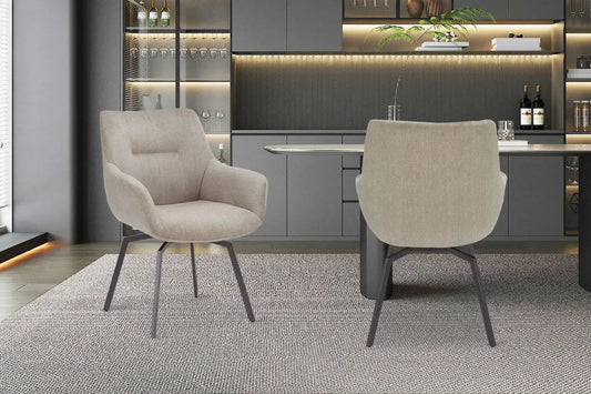 Chaise de Salle à Manger Pivotante MODESTY en Velours Côtelé Beige - 63 x 63 cm ROUSSEAU