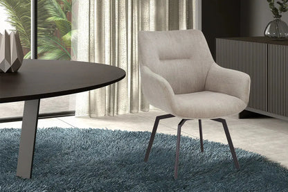 Chaise de Salle à Manger Pivotante MODESTY en Velours Côtelé Beige - 63 x 63 cm ROUSSEAU
