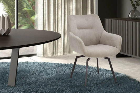 Chaise de Salle à Manger Pivotante MODESTY en Velours Côtelé Beige - 63 x 63 cm ROUSSEAU