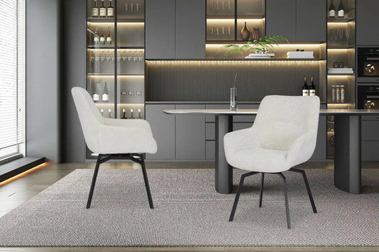 Chaise de Salle à Manger Pivotante MODESTY en Velours Ecru - 63 x 63 cm ROUSSEAU