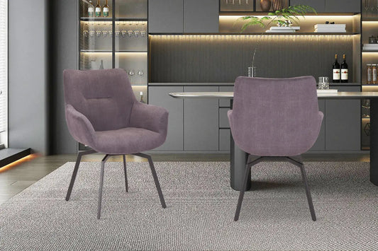 Chaise de Salle à Manger Pivotante MODESTY en Velours Côtelé Gris - 63 x 63 cm ROUSSEAU