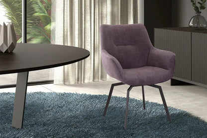 Chaise de Salle à Manger Pivotante MODESTY en Velours Côtelé Gris - 63 x 63 cm ROUSSEAU